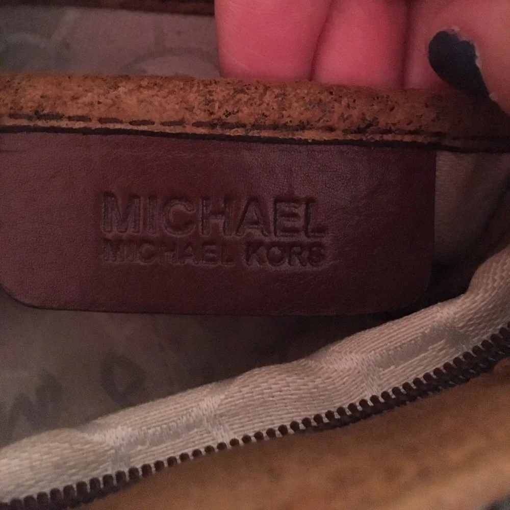 Michael Kors Distressed Light Brown Suede Leather Crossbody Bag